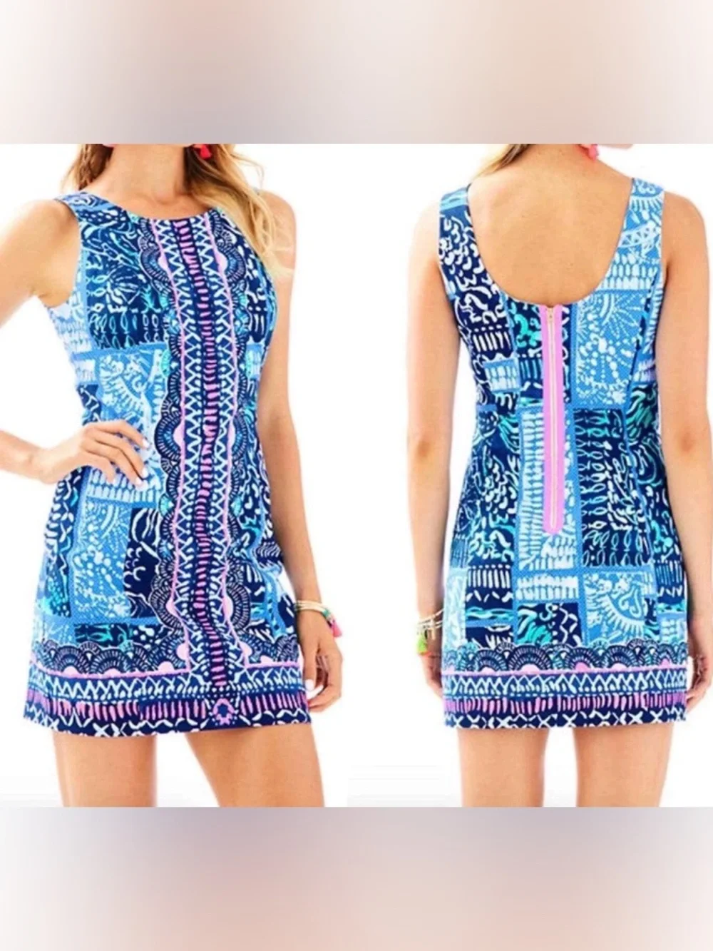 Lilly Pulitzer Mila Stretch Shift Dress Leied Back Engineered Size 2 EUC - Picture 1 of 11